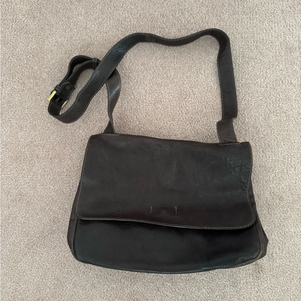 Dark Brown Leather Crossbody Bag